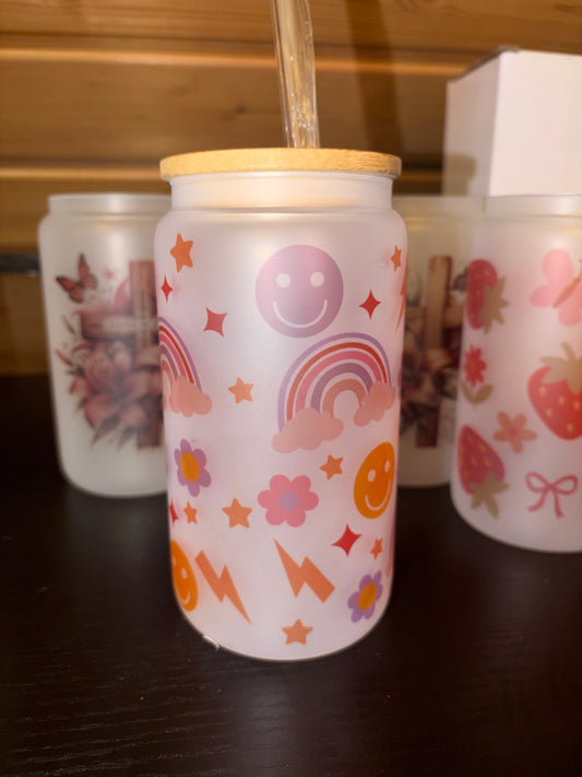 16 Oz frosted glass cup