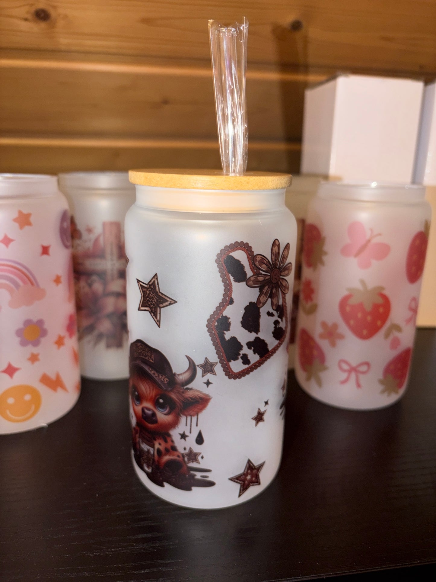 16 oz Frosted glass cup