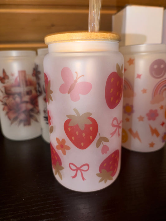 16 Oz frosted glass cup