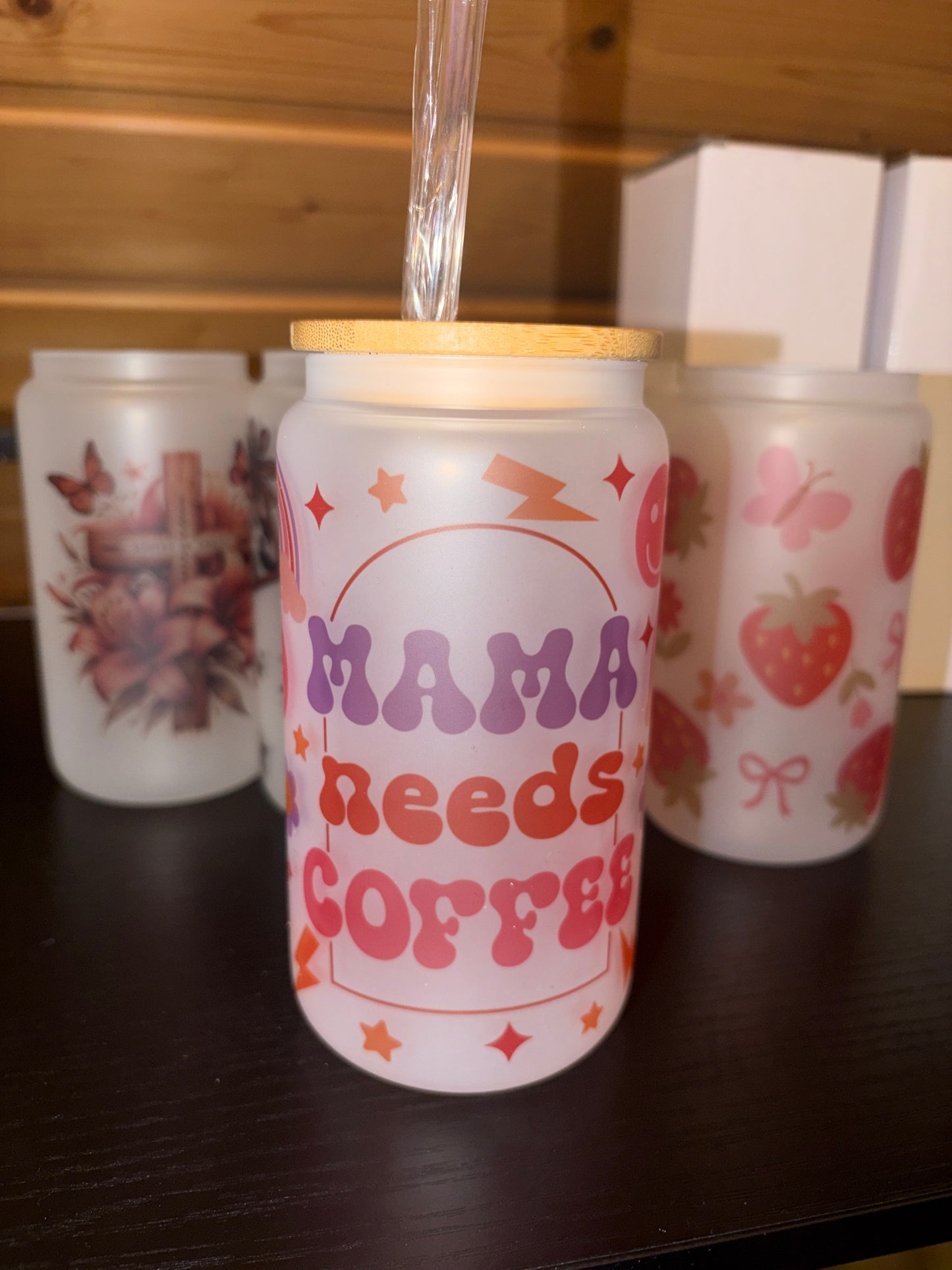 16 Oz frosted glass cup