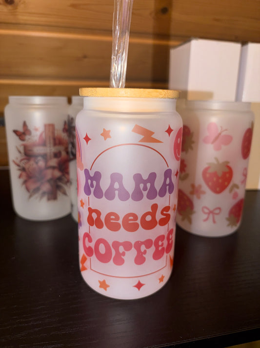 16 Oz frosted glass cup