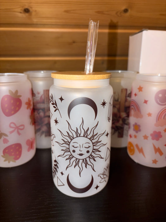 16 Oz frosted glass cup