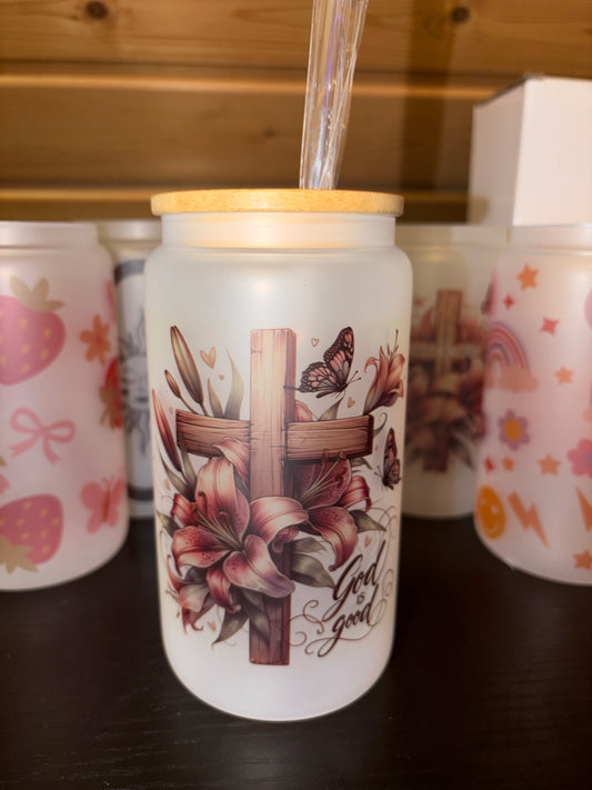 16 Oz frosted Glass Cup